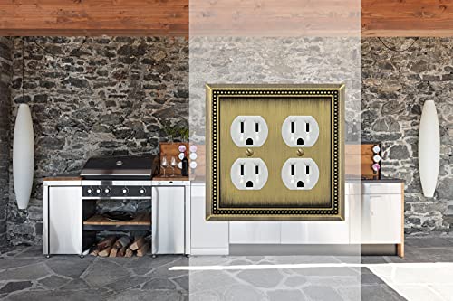 Image of Sunken Pearls Heavy Duty Decorative Wall Plate Switch Plate Outlet Cover (Double Duplex, Antique Brass)