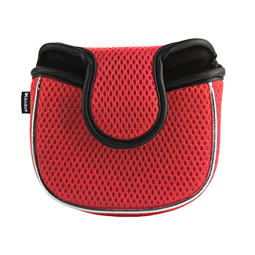 Andux ゴルフパターカバー 四角型 メッシュ パターヘッドカバー MT/TG14 (赤)