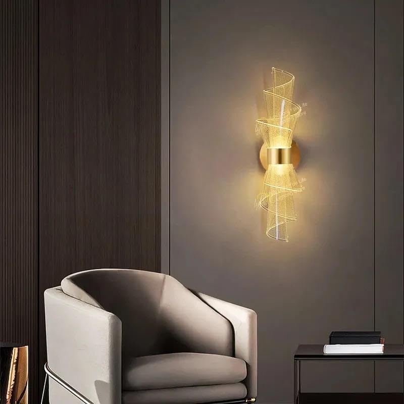 Image of blissbells Modern Designer LED Wall Light for Home Decor | Decorative Spiral Metal Wall Lamp with Warm White Light | Luxury Indoor Wall Sconce for Living Room, Bedroom & Hallway