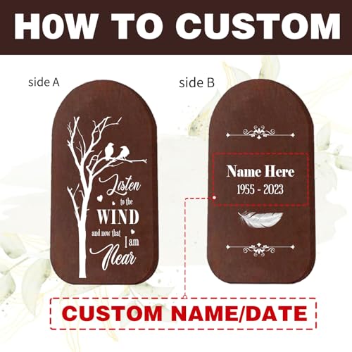 Image of ASTARIN Personalized Wind Chimes for Loss of Loved One, Custom Memorial Sympathy Wind Chime, Sympathy Gifts for Loss of Loved Dad Mom Son, Customized Deep Tone Wind Chime Condolences Funeral
