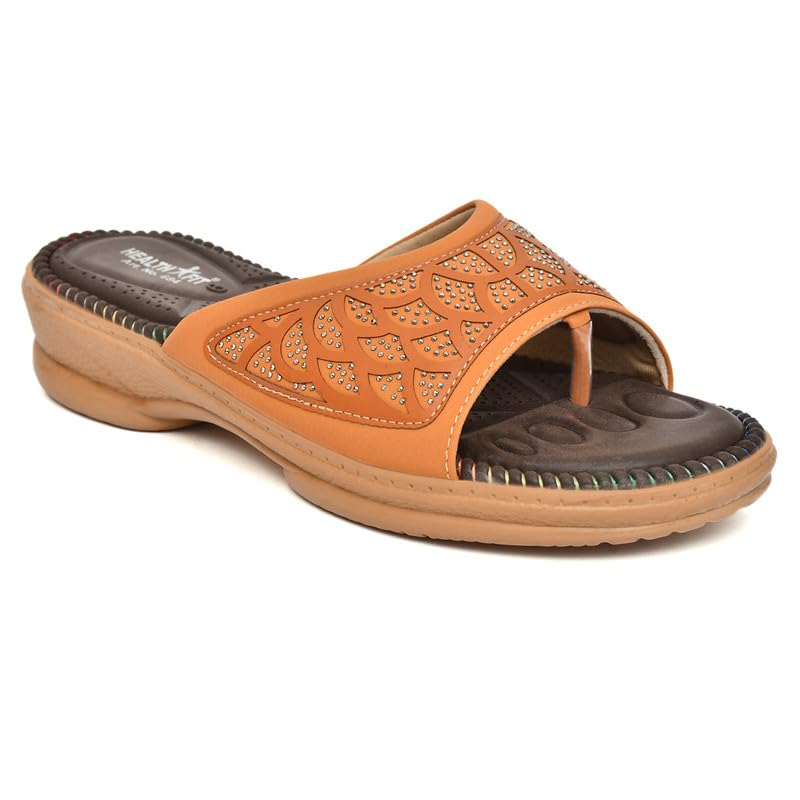 HEALTH FIT Extra Super Soft Ortho Care Diabetic & Orthopedic Slippers/Doctor Chappal & Ultra-Lightweight Stylish Footwear for Womens 684-TAN-4 (B0D8FZ3P8P) Amazon Price History, Amazon Price Tracker