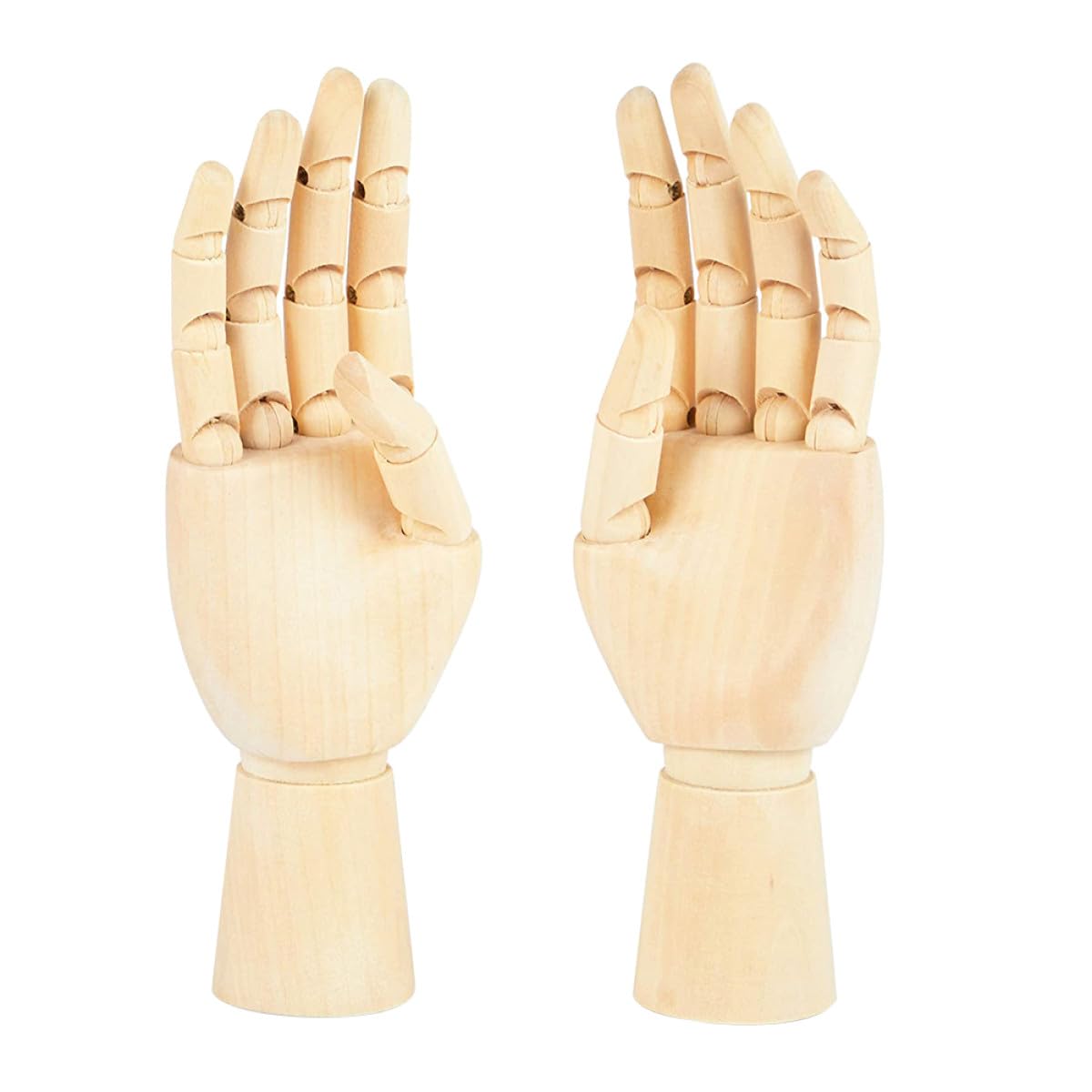 BESTonZON Modèle de Main en Bois Articulée Rotative 2Pcs pour Dessin et Décoration de Bureau, Jouet de Bureau en Bois Khaki pour Artistes et Garçon et Filles