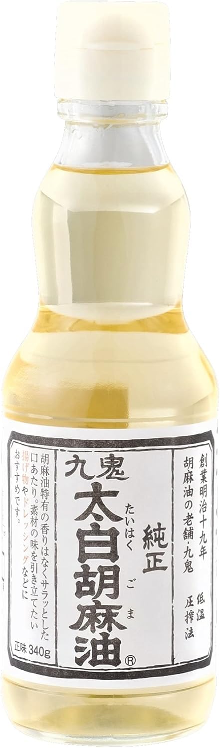 Kuki Taihaku Pure Sesame Oil 340ml (Pack of 1), Taihaku Junsei Goma Abura, Additives-Free, Japanese Colorless and Fragranceless Sesame Oil, MADE IN JAPAN