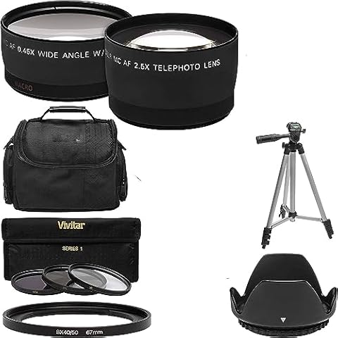 OPTURA HD Adapter Ring (58) with Tele/Wide Lenses + 3 Filters + Case + Hood + Kit for Canon PowerShot SX530, SX540 & SX60 HS Camera Cover