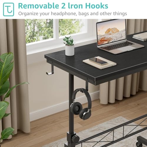 Image of WINAZ Small Portable Rolling Standing Desk - 32 Inch Adjustable Height Mobile Teacher Podium on Wheels for Classroom, Stand Up Desks for Treadmill Walking Pad, Couch Sofa Side Laptop Table, Black