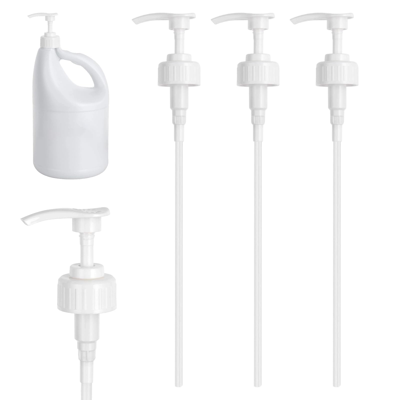 3 Pack 5 Litre Pump Dispenser for 5 Litre Container, 5L Bottle Pump Dispenser with Tube, 38mm Screw Top, 4ml Dose for Shampoo, Alcohol, Oil, Perfume, Essence