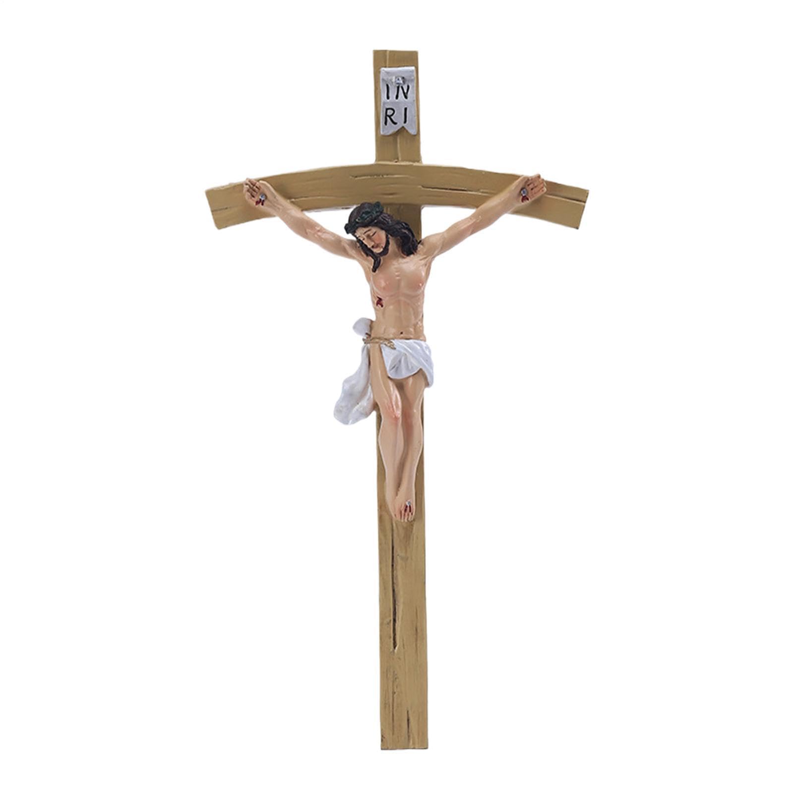 Generico Crocifisso Di Gesù In Resina Da Appendere Al Parete – Immagine Dipinta A Mano | Decorazione Cattolica Per La Casa | Figura Classica Per Ambiente Domestico E Chiesa