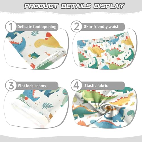 KLL Set Cartoon Watercolor Dinosaurs Girls Cotton Pants Stretchy High Waisted Yoga Pants Exercise3