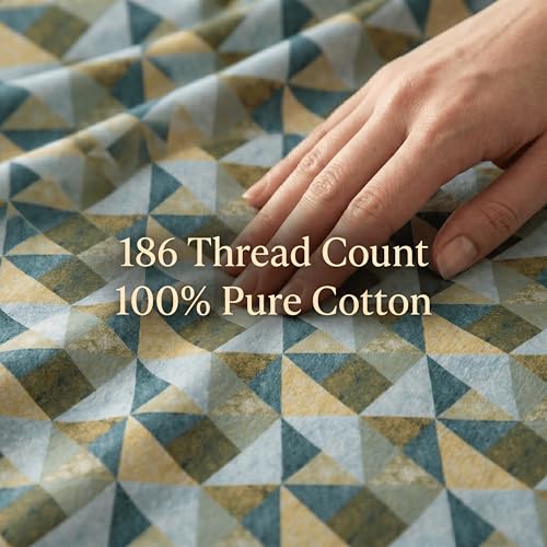 Image of Mafatlal Cotton Single Bedsheet Combo Pack of 2 with Pillow Covers | Soft Printed Bed Sheets for Daily Use | Breathable Bedding Set | Green & Violet