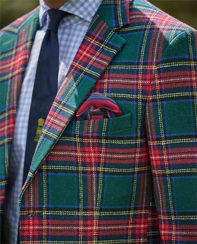 Ugly Christmas Suit Jacket for Men Holiday Vintage Plaid Tuxedo Blazer for Dinner,Prom,Wedding4
