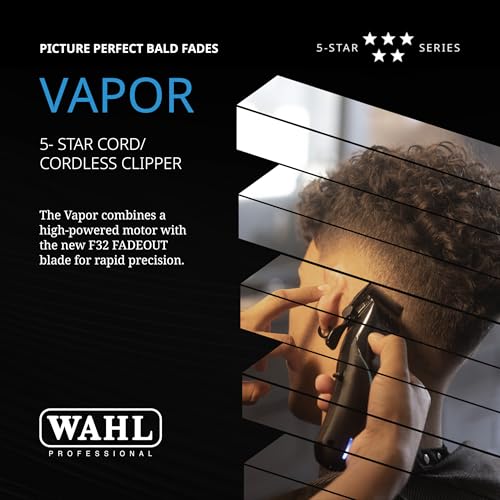 Image of Wahl Professional 5-Star Vapor Clipper with F32 Fadeout Adjustable Balding Blade, Adaptable Speed Control, Cord /Cordless