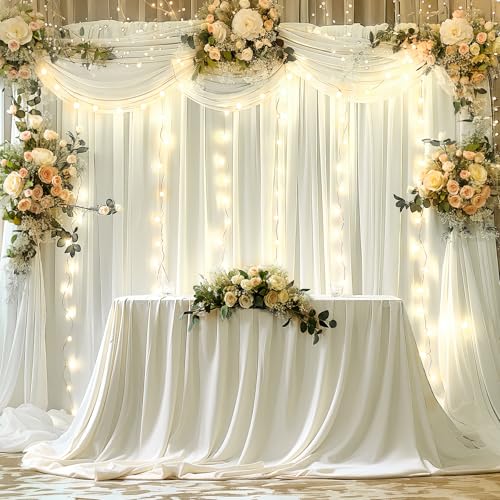 Cortinas de Fondo Marfil 10x10ft con Luces para Fotografía miniatura 6