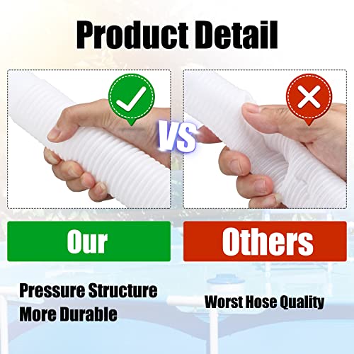 4 Pcs Pool Hose For Above Ground Pools 1.5 Inches Diameter 59 Inches Length Replacement Swimming Pool Pump Hose With 8 Pcs Hose Clamps And 4 Replacement Hose Adapter (White) #TOP3