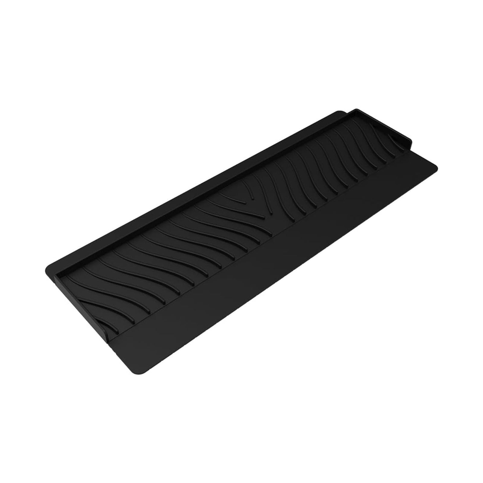 WAZUBC Silicone Faucet Mat for Sink, Sink Edge Protector Splash Guard Draining Tray Kitchen Sink Splash Guard Splash Tray for Kitchen Bathroom Counter (Black)