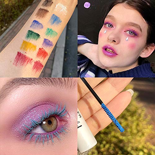 GL-Turelifes 12 Color Mascara Colorful Fiber Mascara Charming Longlasting Mascara, Thick & Long Eyelash Waterproof and Smudge-proof Eyes Makeup (#04 Sky blue) - Image 5