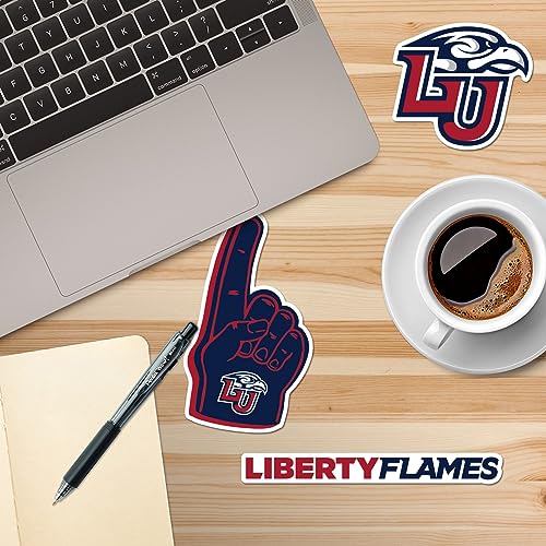 Image of Liberty University Flames Vinyl Sticker Pack - 10‑Count Large Waterproof Decals for Laptop, Water Bottle, Tablet, Skateboard, Car, and Indoor /Outdoor Use