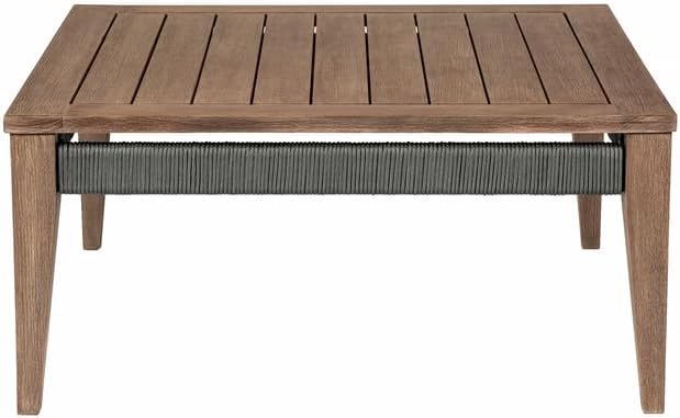 HomeStock Patio Coffee Table - Weathered Eucalyptus Wood - Outdoor Table for Deck & Porch - Modern Rustic Design