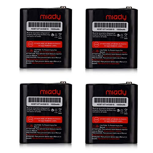 Miady Pack of 4 Two-Way Radio Rechargeable Batteries 3.6V 1000mAh for Talkabout Motorola 53615 KEBT-071A KEBT-071-B KEBT-071-C KEBT-071-D