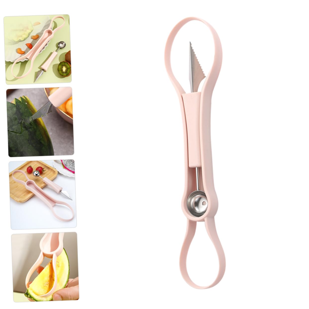 Gatuida 3piezas Cuchara De Melón Multifuncional Acero Inoxidable Herramienta De Corte y Decoración De Frutas Para Sandías y Melones Diseño Ergonómico y Ligero