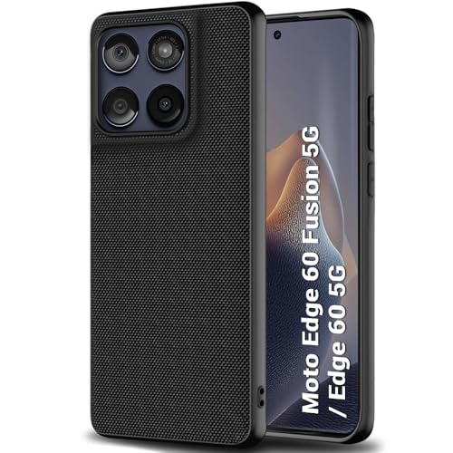 Image of TheGiftKart Back Cover Case for Motorola Moto Edge 60 Fusion 5G / Moto Edge 60 5G | Slim & Lightweight | Ultra-Premium Design | Camera Protection Bump | Fabric Texture Case Cover (PC & TPU, Black)