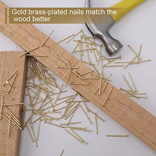 Image of JEGONFRI 450PCS 1-1 /4 inch x 16Ga Brass Plated Nails for Hanging Pictures | Rustproof Carbon Steel, Flat Head, Shiny Gold Finish, Versatile Woodworking, Smooth Surface, Long-Lasting Supply