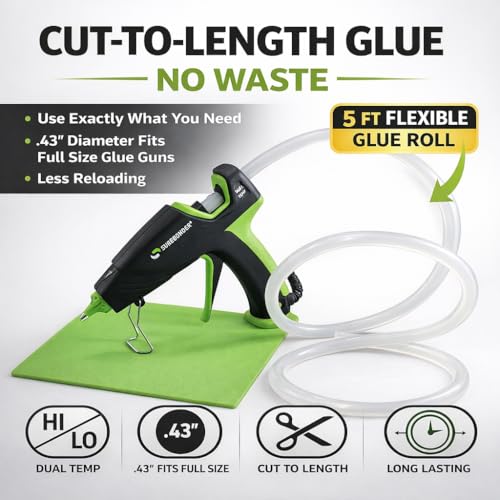 Surebonder Full-Size Hot Glue Stick Roll, Clear, 5 Ft Length, 0.43 Inch Diameter - Long Glue Stick, Uninterrupted Gluing, All Purpose for Crafting and DIY, Clear