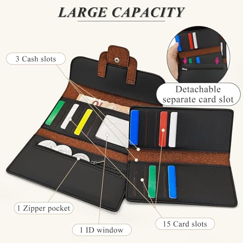 Womens Wallet, PU Leather Large Wallet Long Wallet with Multiple Card Positions, Stylish Large Capacity Wallet for Dating, Work, Shopping (brown)3