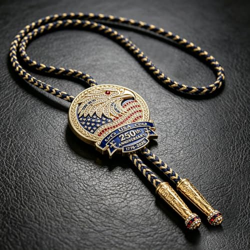 Image of GelConnie Bolo Ties for Men Women Western Cowboy Tie Mens Western Necklace Leather Necktie Gold Bolero Tie Cowboy Necklace