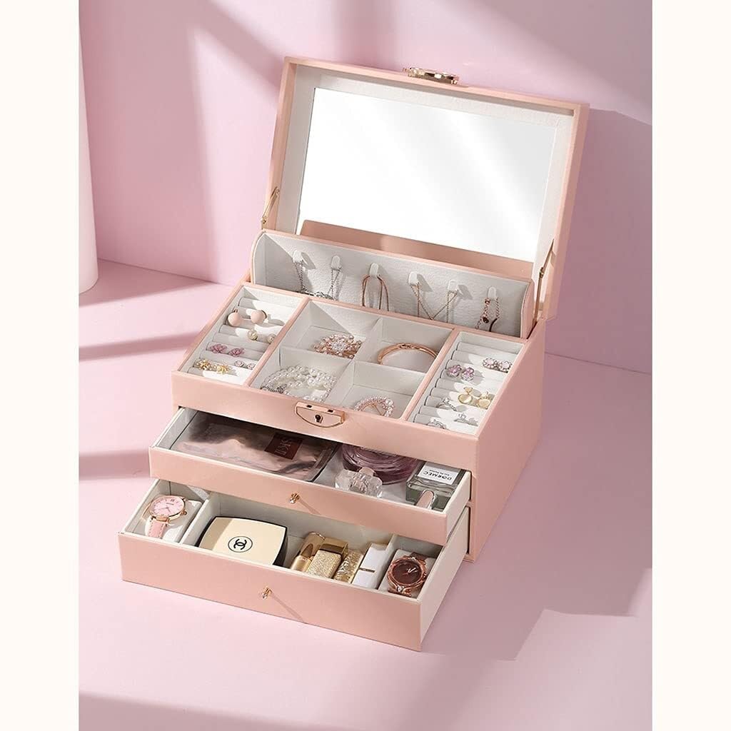 Caja organizadora de almacenamiento de joyas, diseño europeo multicapa de lujo, gran capacidad, vitrina de joyería duradera, solución de almacenamiento de joyas personalizada