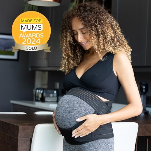 BABYGO® 4 in 1 Pregnancy Support Belt Maternity & Postpartum Band - Relieve Back, Pelvic, Hip Pain, SPD & PGP >> inc 40 Page Pregnancy Book for Birth Preparation, Labor & Recovery M Black