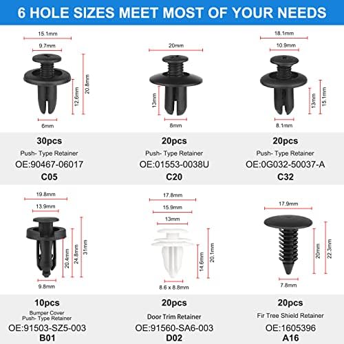 QIIYCCE 120PCS Car Clips & Plastic Rivets - 6 Popular Sizes, Fits Bumpers, Fenders & Most Car Models, Ideal for Body Fixing & Replacement - 1