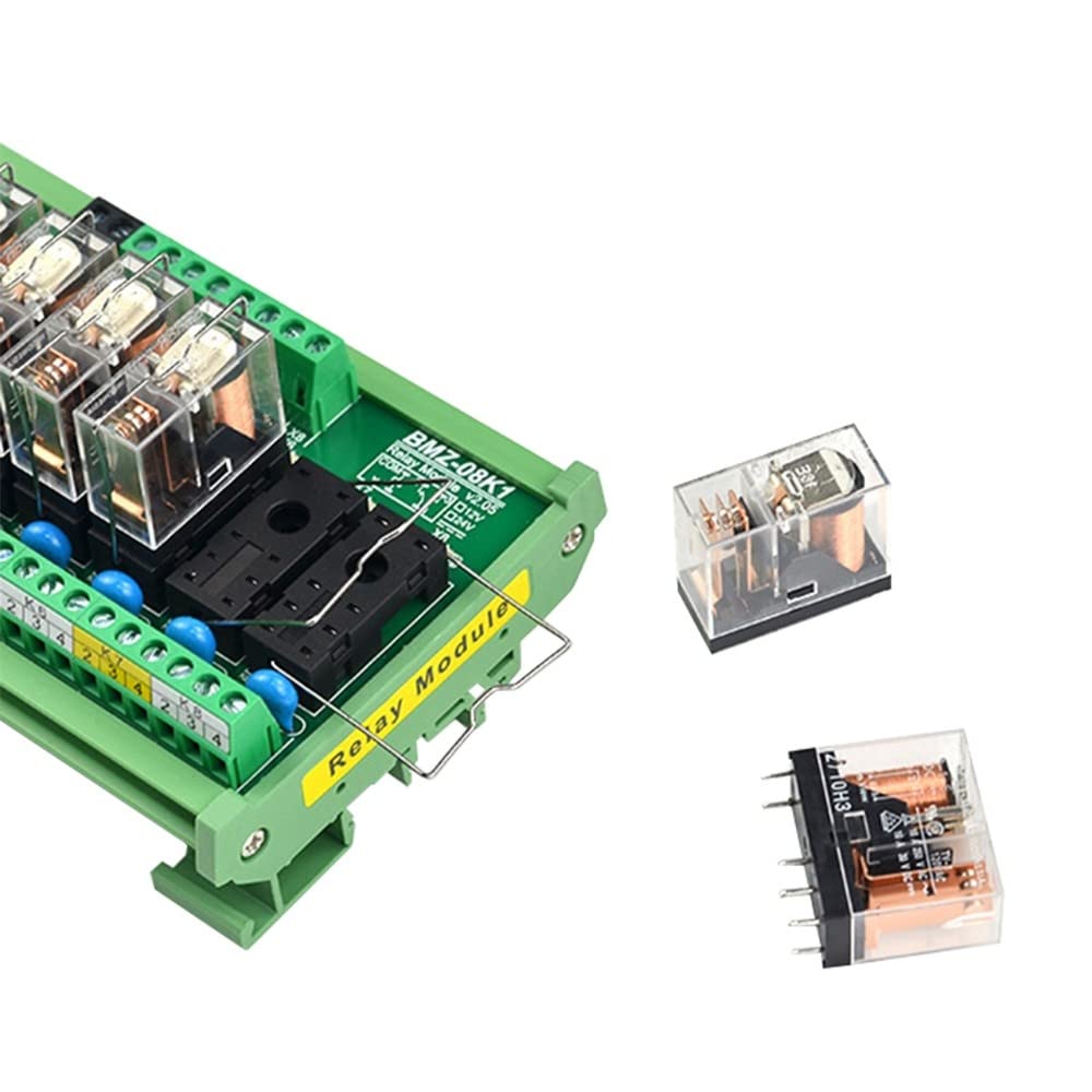 Módulo de relé, CC 24 V, módulo de relé extraíble aislado de 8 canales, módulo de relé optoacoplador, placa amplificadora de señal PLC, riel DIN de 35 mm