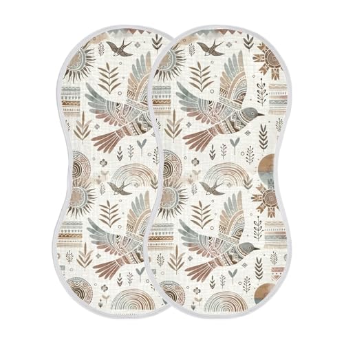 Muslin Baby Burp Cloths, Boho Bird Sun Cotton Soft Burp Cloths for Newborns​​, Extra Absorbent Burp Cloths 1-Pack​​, 22 x 11 Inch2