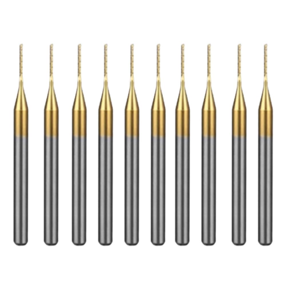 チタン 被覆0.8mm ミリング カッター 彫刻フライス盤 プラスチック ウッド用 10本入り