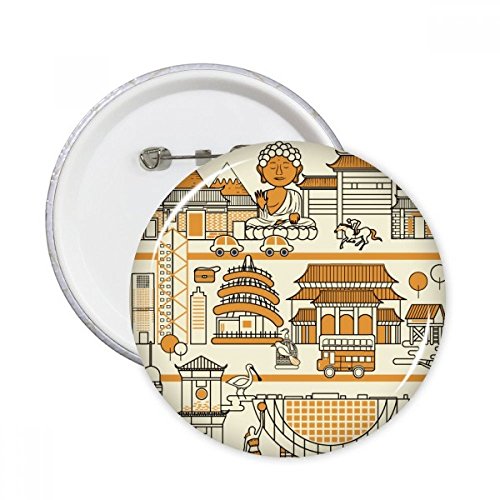 Pins badge rond style Hong Kong pour masquer l'usure d'une veste ou décorer un sac 5pcs