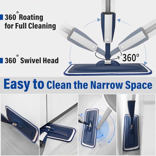 Image of Microfiber Hardwood Floor Spray Mop with 3 Pads & Refillable Bottle | 400+ML refillable bottle, 360 swivel head, wet mopping & dry sweeping for hardwood, tile, laminate and sealed wood floors.