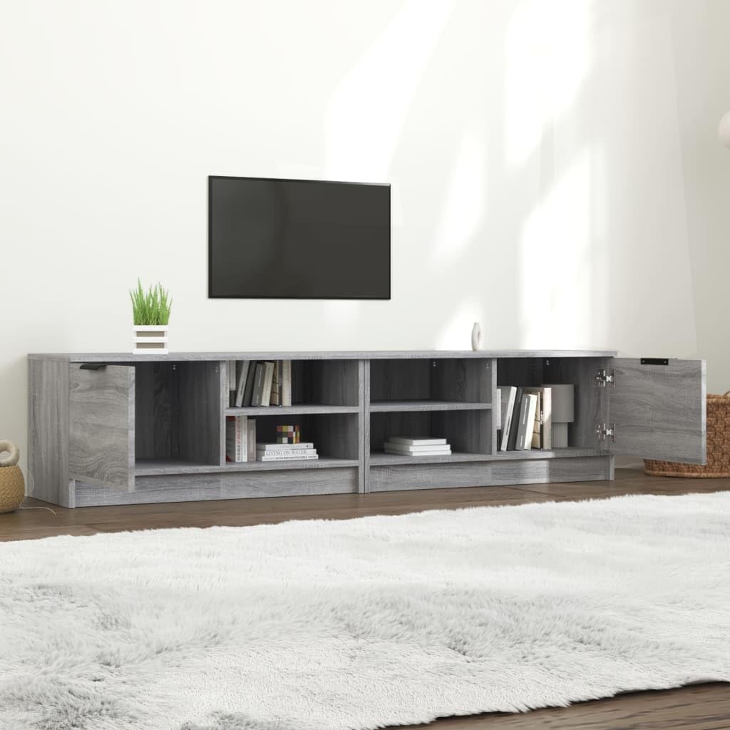 TV-Schrank Set, 2 STK. Grau Sonoma, 80x35x36,5 cm, Holzwerkstoff, mit Schublade, für Wohnzimmer, Media Center, stabil