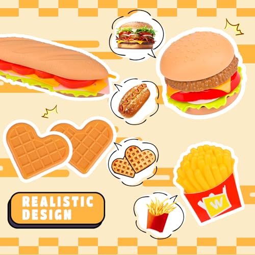 Küchenspielzeug Lebensmittel Spielzeug für Kinder,DIY Hamburger Hotdog Spielzeug Set,Kinderküche Zubehör Kinderküche Zubehör Lernspiele Kinderspielzeug Geschenk für Jungen Mädchen