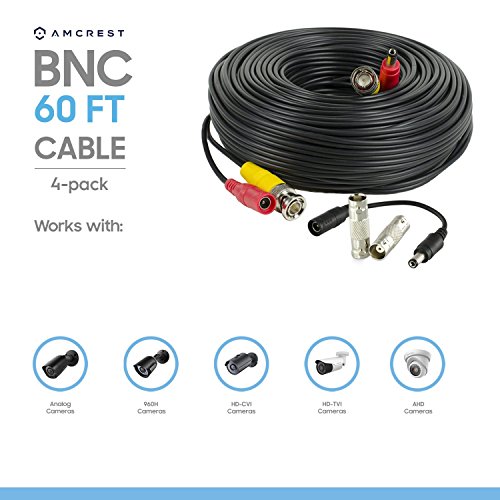 image for Amcrest 4-Pack 60 Feet Pre-Made All-in-One Siamese BNC Video and Power