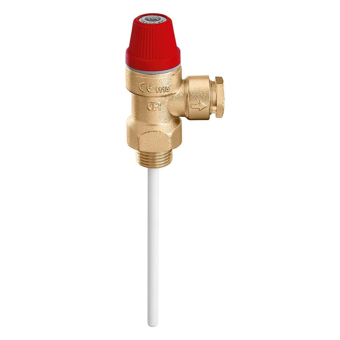 309530 Válvula de seguridad presión temperatura 3/4"M x Ø 22 3 bar CALEFFI