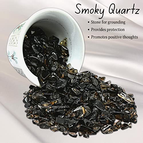 Image of Smoky Quartz Crystal Chips Aquarium Gravel Rocks - Smoky Quartz Chips Bulk Fish Tank Gravel, Small Tumbled Stone Chips and Tiny Crystals for Decoration (Natural AAA Grade Gemstones)