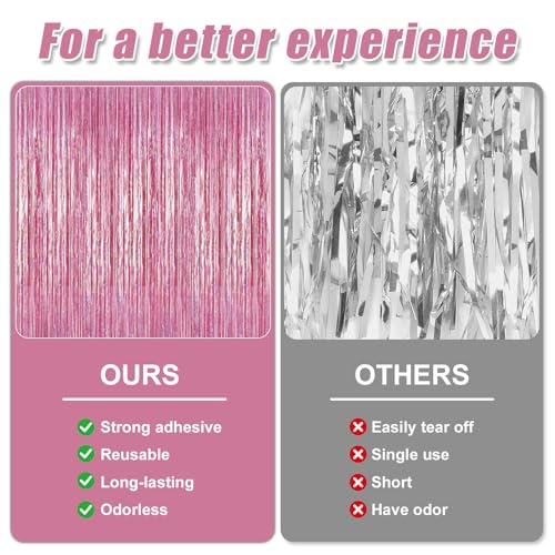 Image of Crosize 7 Pack 3.3 x 9.9 ft Bright Laser Glitter Foil Fringe Curtains Party Decorations, Tinsel Curtain Backdrop for Parties, Door Streamers, Glitter Streamer Backdrop for Birthday Decoration