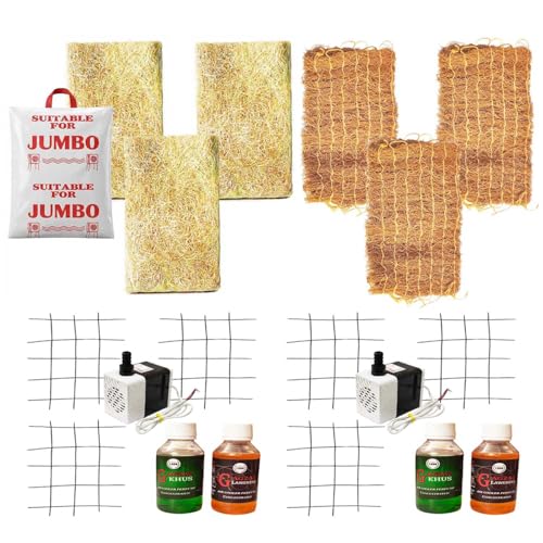 Image of SAI BALAJI Air Cooler Cooling Pads Combo -Jumbo (21 x 28 Inch) + Natural Grass (18 x 28 Inch)-1 Set each (3 + 3 = 6 pads) with 18W Water Pump(2pcs), 6 Iron Meshes & 4 Perfumes