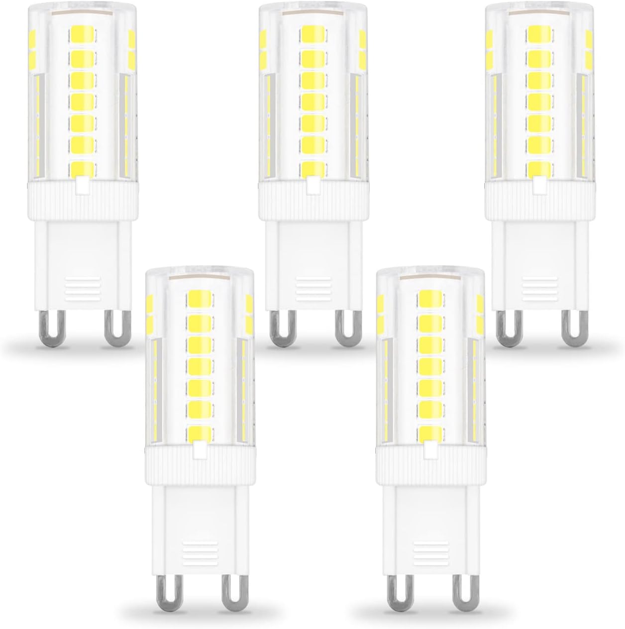 ZHENMING 3.5W G9 LED Bulb Dimmable 40W Halogen Equivalent, Warm White 3000K 460LM 120V G9 Bi Pin Base Light Bulbs for Chandelier Lighting, 5 Pack