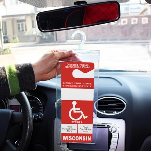 Qisan 2 Pack Portable Handicap Placard Holder | Disability Placard Holder for Car | Parking Permit Protector for Handicap Placard with Hanger, Handicap Parking Sign for Disabled Person