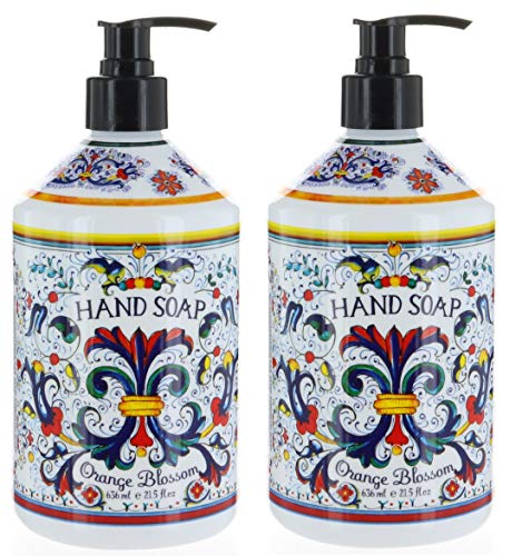 2 Bottles, Italian Deruta Hand Soap, Orange Blossom, 21.5 FL OZ by Home & Body Company