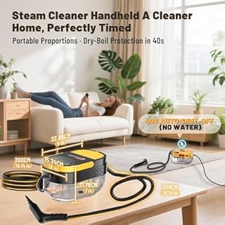 Gautye Steam Cleaner, 3-Level Adjustable Handle, 15s Heat-Up, 1.6L Tank, Portable Steam Cleaner Handheld with 16 pcs Accessories, Steamer Cleaning for Floor, Bathroom, Kitchen, Window, Car, Curtains