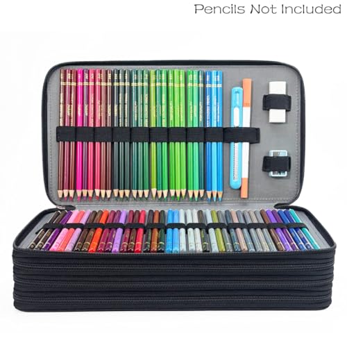 Image of YOUNGCOL Colored Pencil Case Color Pencil Organizer Storage Large Capacity Pencil Case (Black, 300 Capacity)