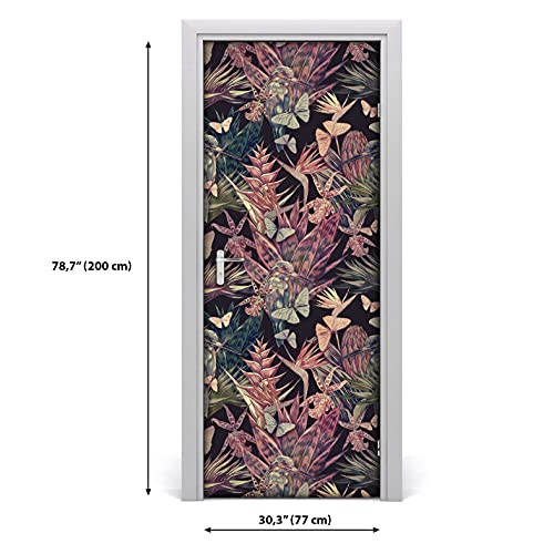 Mural autoadhesivo extraíble de 77x200 cm con colibríes y flores 3