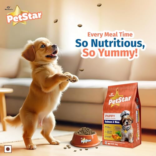 Image of Mankind Petstar Puppy Dry Dog Food (High Protein) Salmon & Rice Flavor, 10k g Pack | Improves Muscle & Strength, Supports Immunity, Protects Liver & Kidney